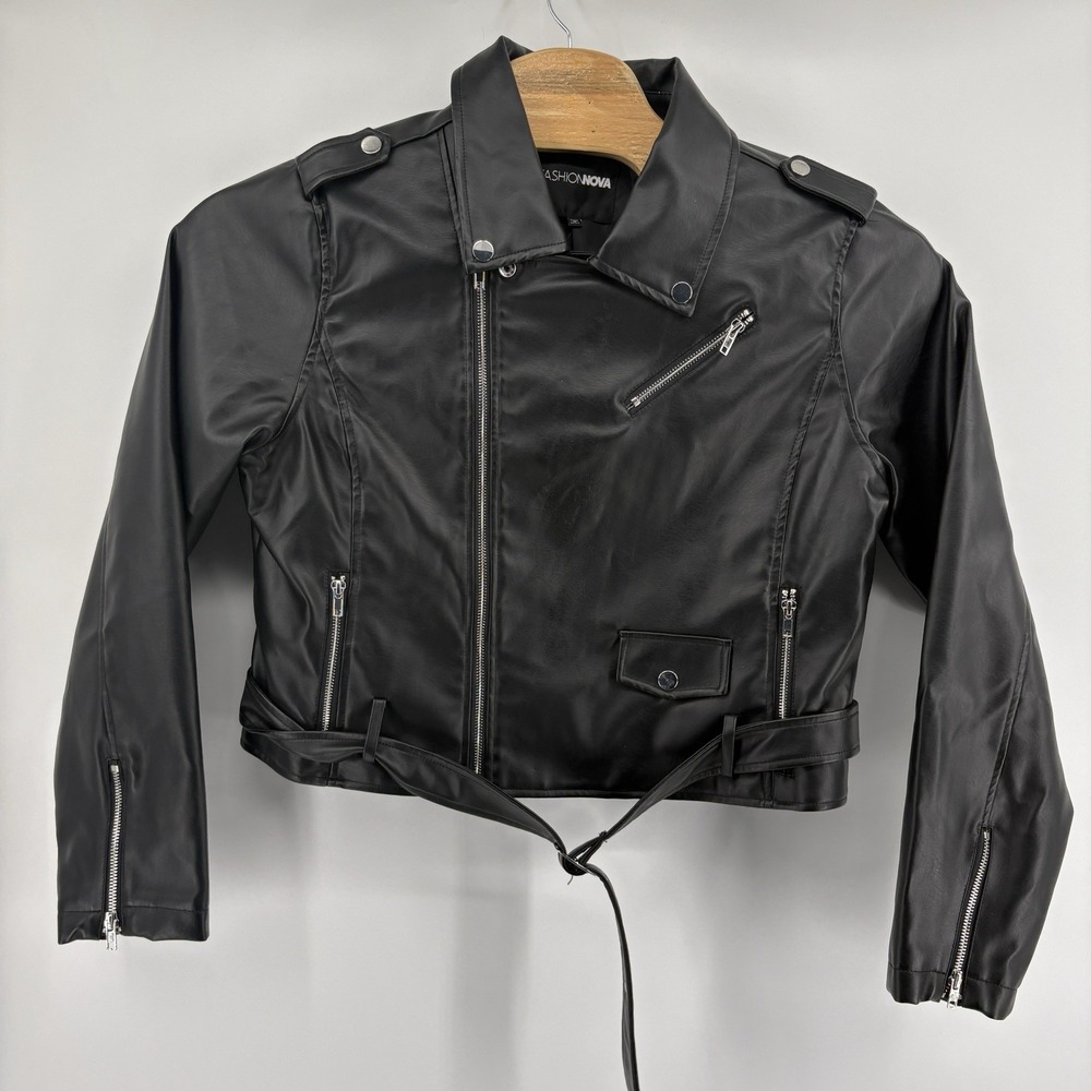 NWT‎ Outerwear Faux Leather Jacket Black Ladies 2X 13281-PUD